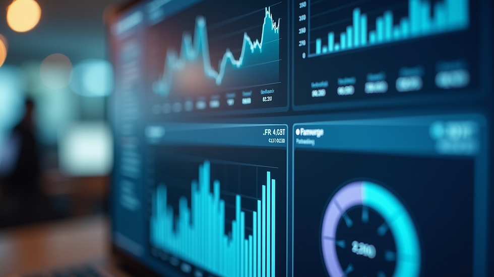 Eye-level view of a digital dashboard showing customer data analytics