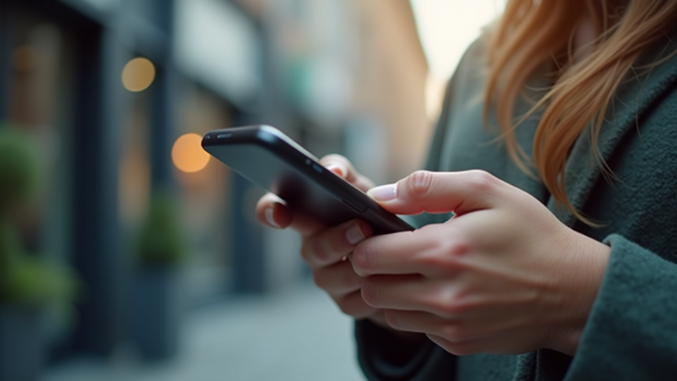 Eye-level view of a person using a smartphone for social media marketing