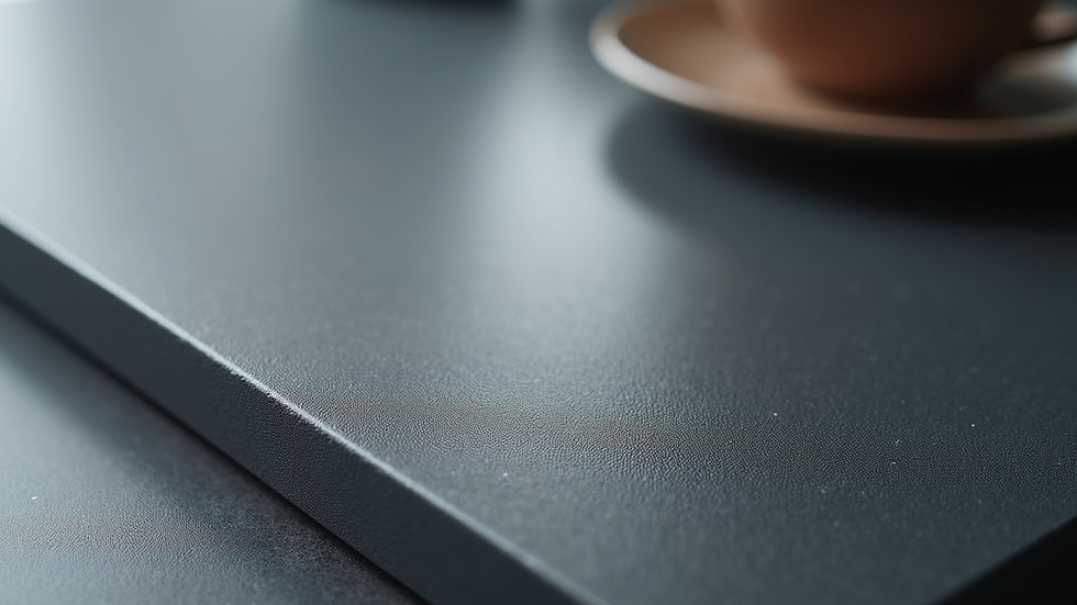 Close-up view of a powder-coated metal surface showing smooth texture