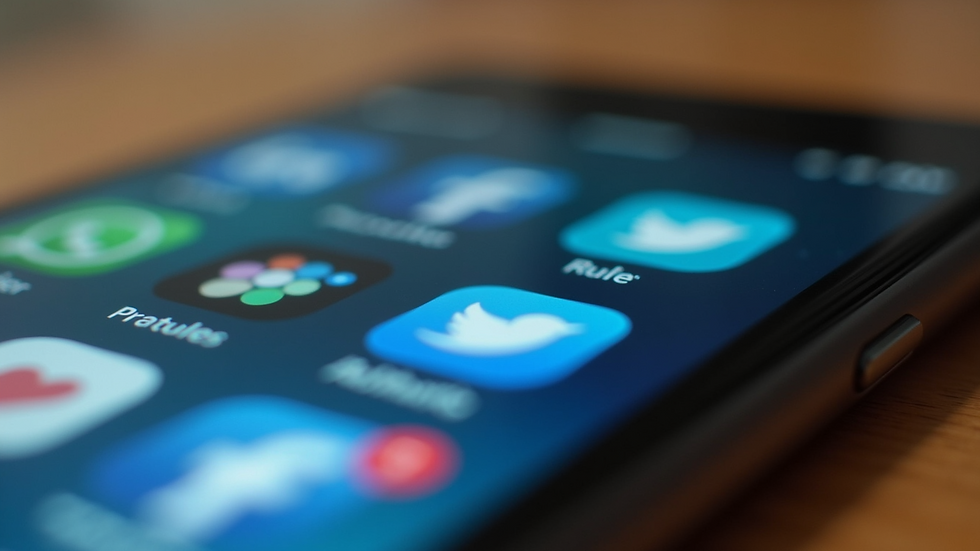 Eye-level view of a mobile device displaying social media apps