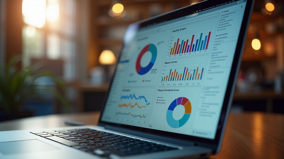 Eye-level view of a laptop displaying digital marketing analytics