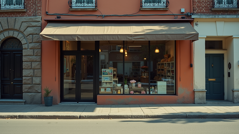 Eye-level view of a small business storefront