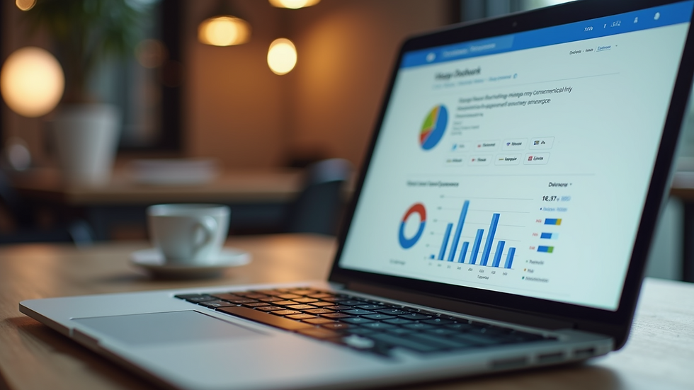 Close-up view of a laptop screen showing Google My Business dashboard