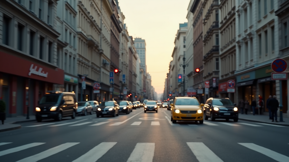 High angle view of a busy urban street