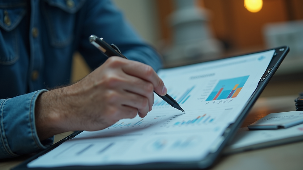 Close-up of a content creator reviewing analytics