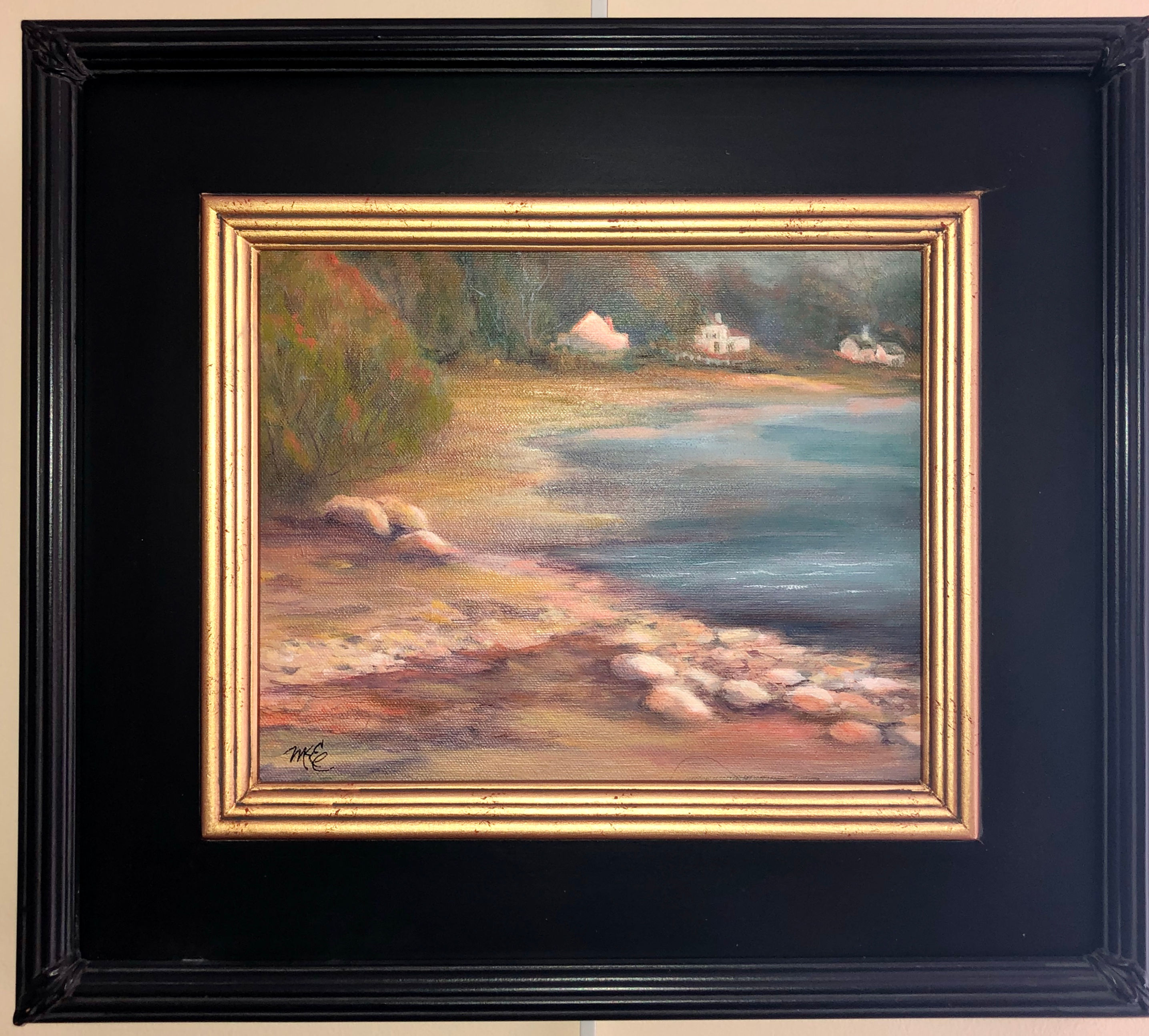 8 x 10 Oil on Canvas Panel- Black with gold frame