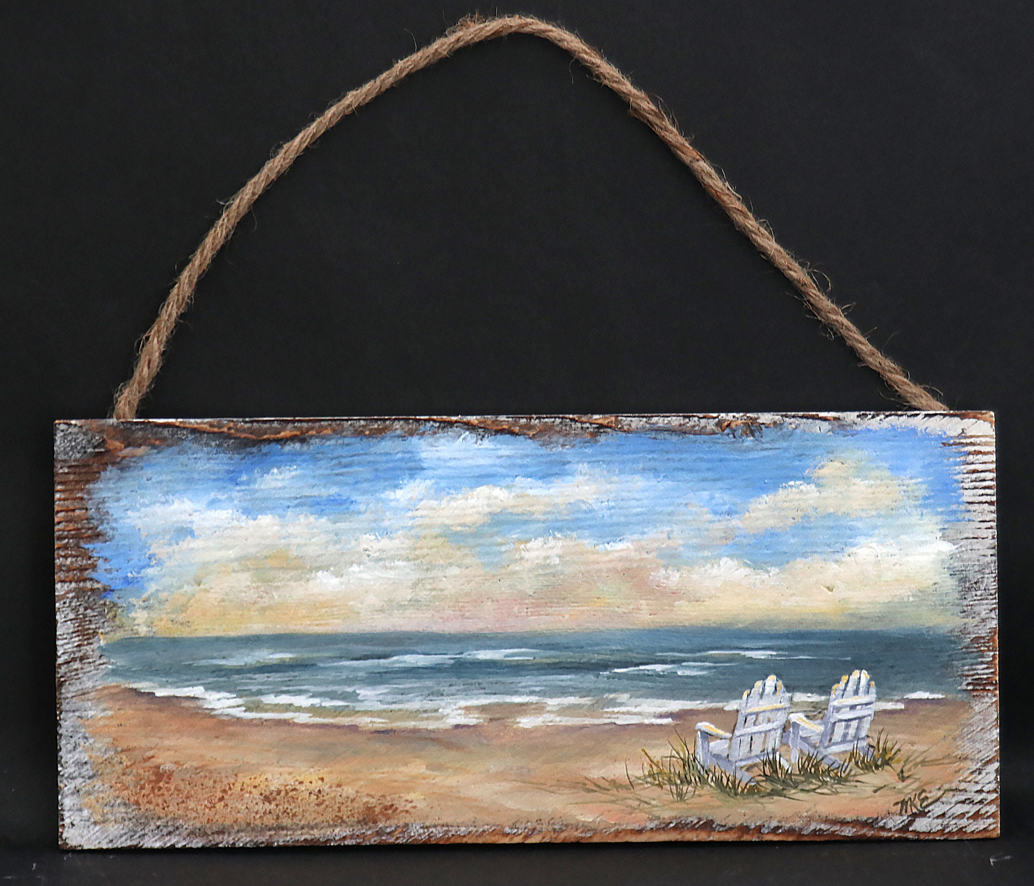"Lets Enjoy the View" - original oil painting on whitewashed board