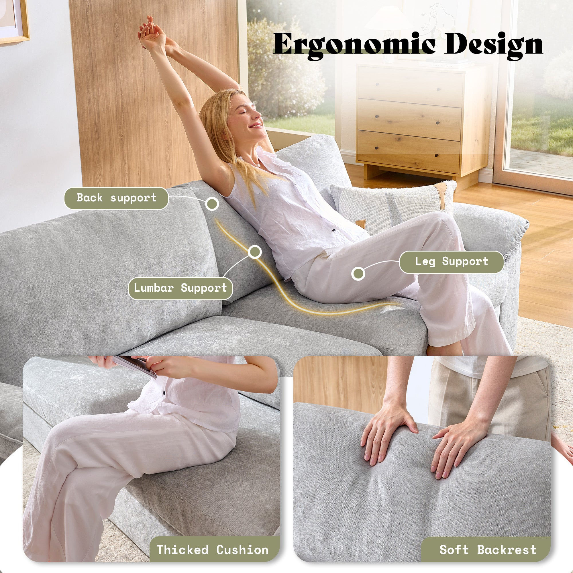 78in Loveseat Sofa, Cloud Couch for Living Room - light gray - product image 3