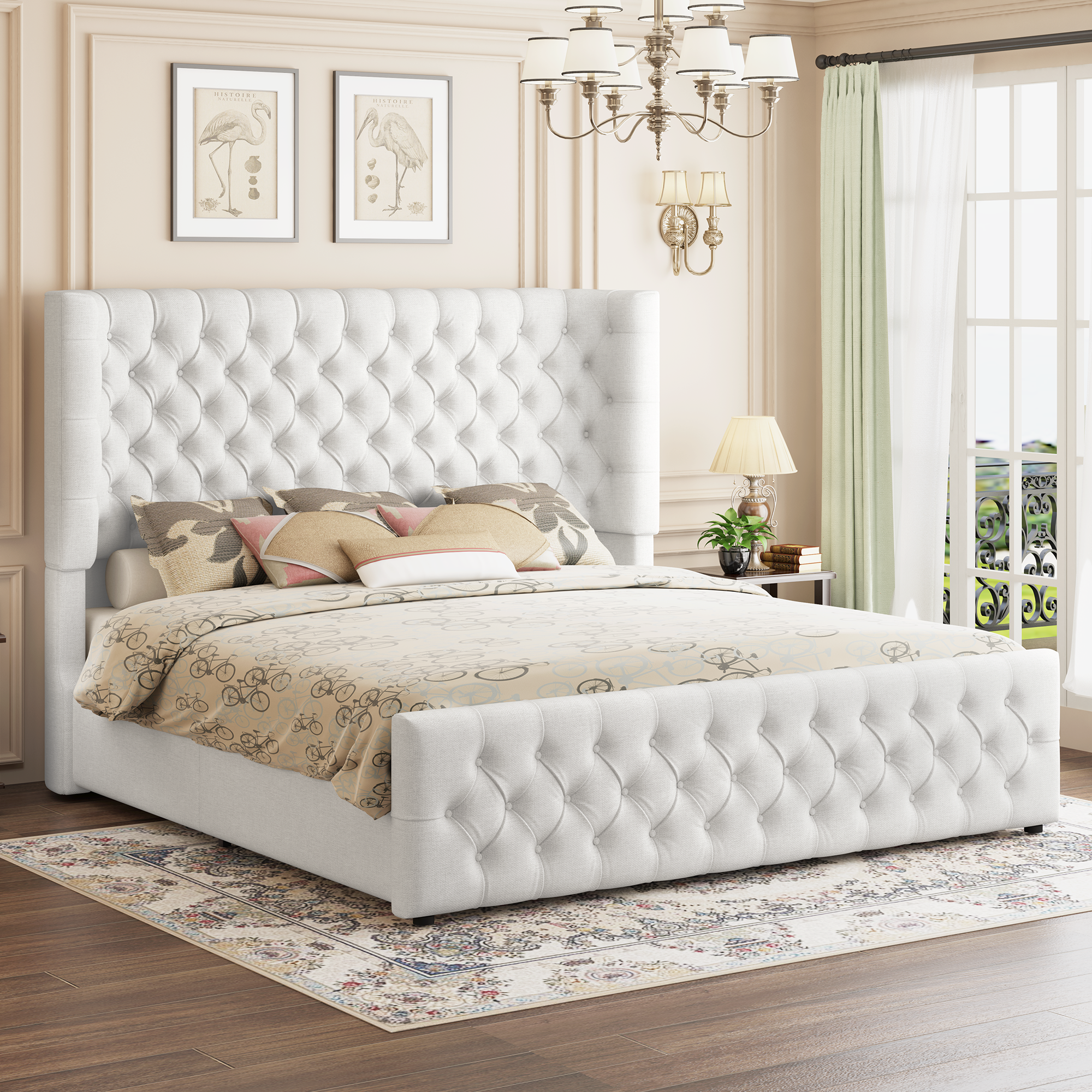Plush Curved Wingback Bed Frame - product view 1