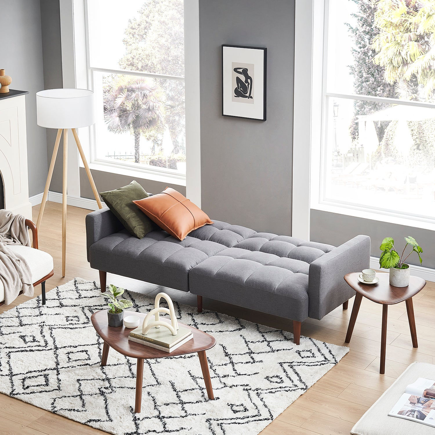 Aaron Futon Sofa Bed, Dark Gray Fabric - product image 3