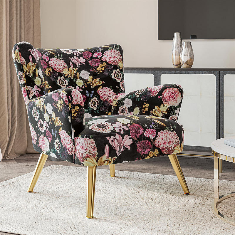 Holland Red Floral Velvet Accent Chair - product image 2