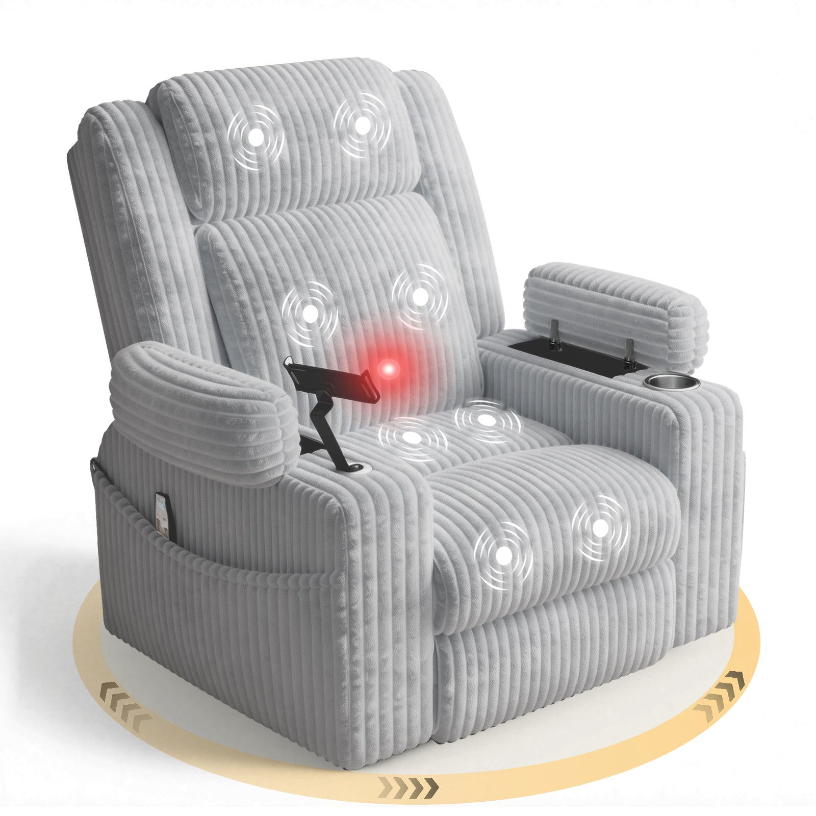 HOMREST Power Oversized Swivel Rocker Recliner with Massage and Heat, 274 - product image 4