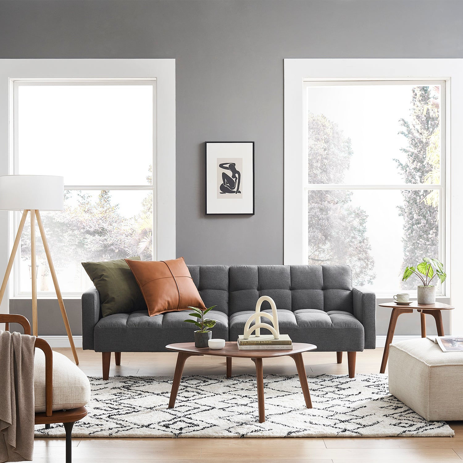 Aaron Futon Sofa Bed, Dark Gray Fabric - product image 2