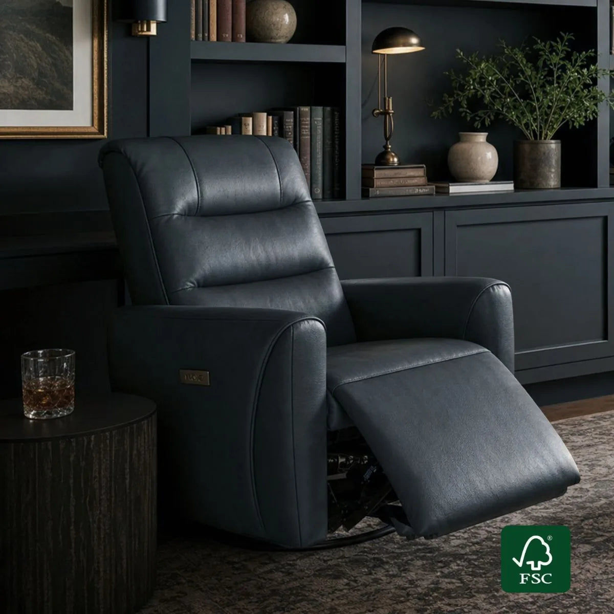 Ineke Genuine Leather Swivel Glider Power Recliner with Power Headrest - product image 5