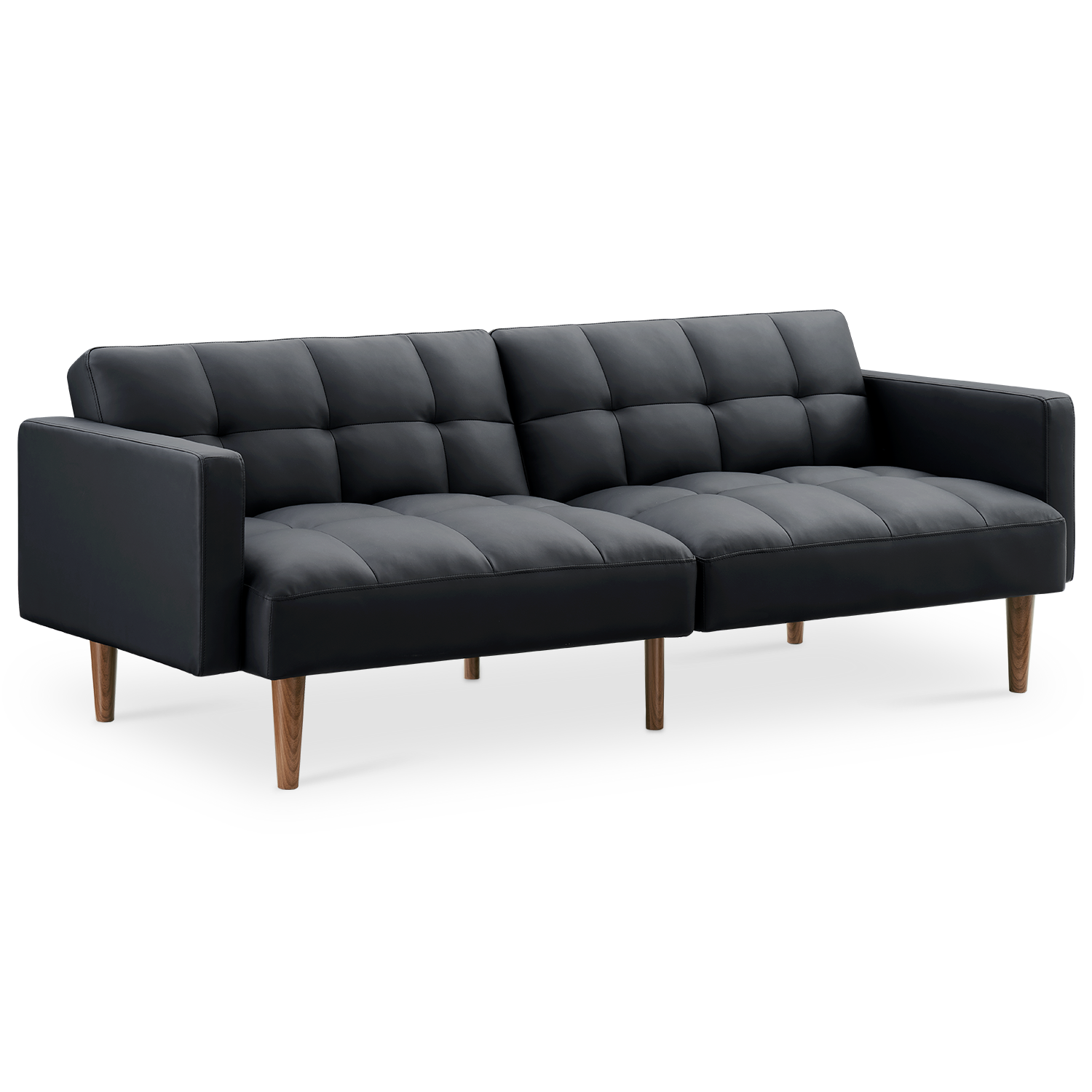 Aaron Futon Sofa Bed, Midnight Black Faux Leather - product image 1