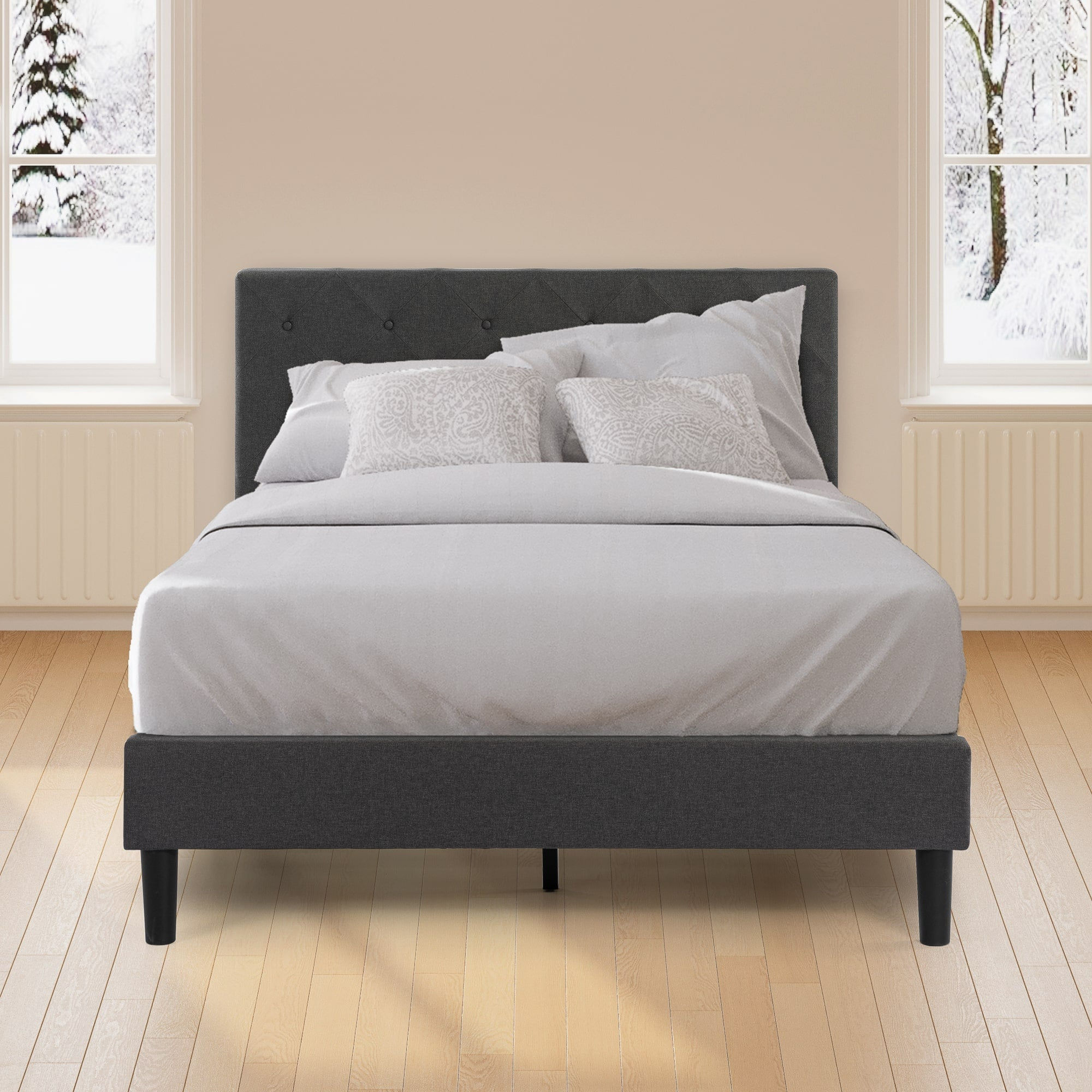 Shalini Upholstered Platform Bed Frame with USB Ports - product image 1