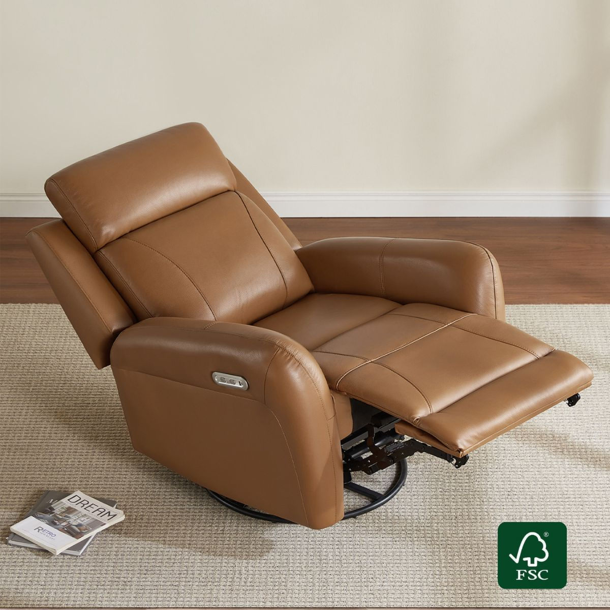 Myles Leather Swivel Glider Power Recliner - product image 4