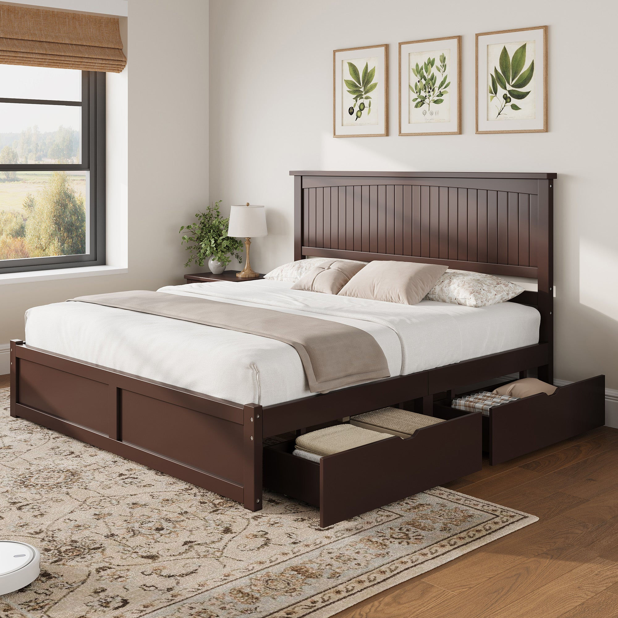 Furrow Solid Wood Platform Bed Frame with Under-Bed Storage - product image 2