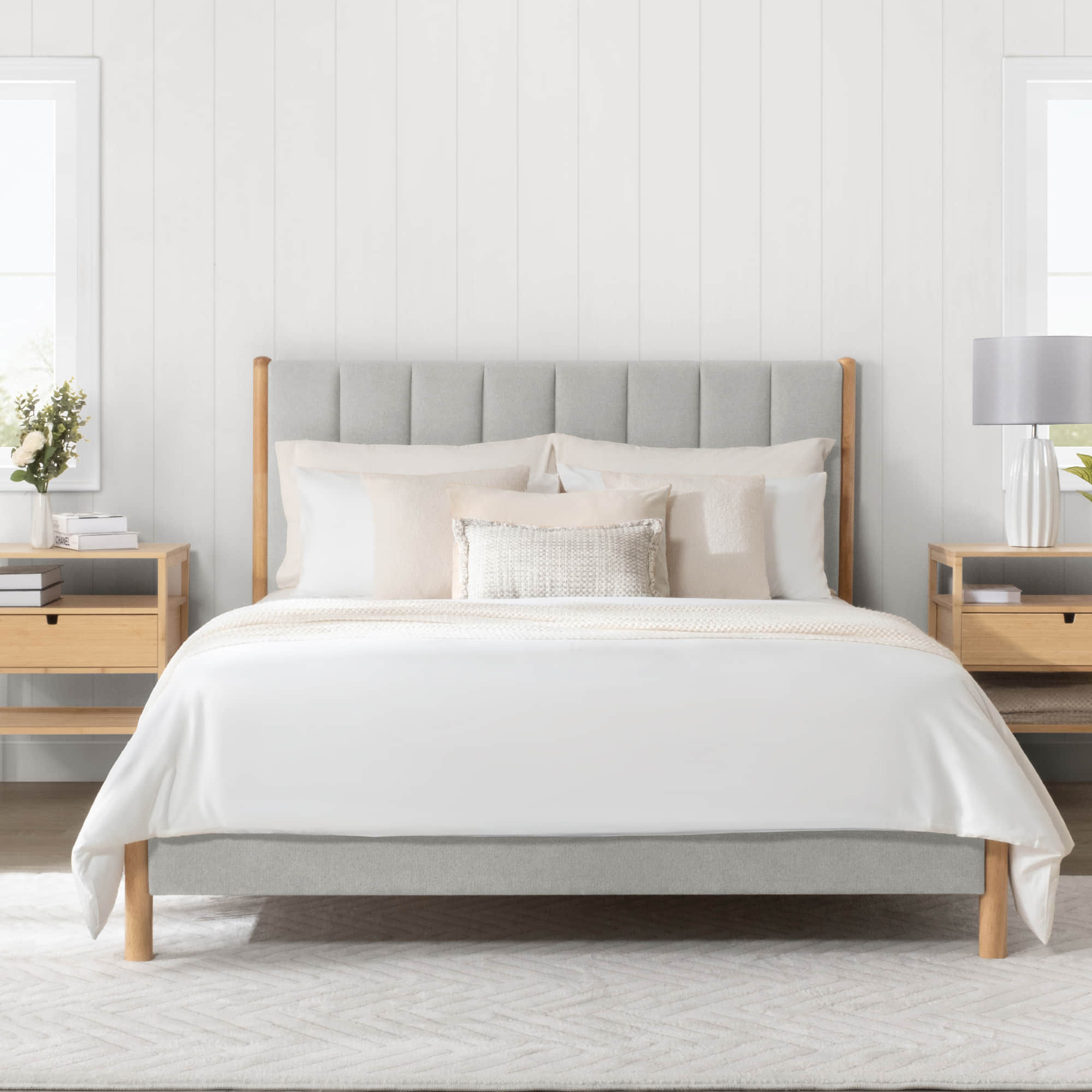Serene Queen Contemporary Upholstered Platform Bed - product image 4