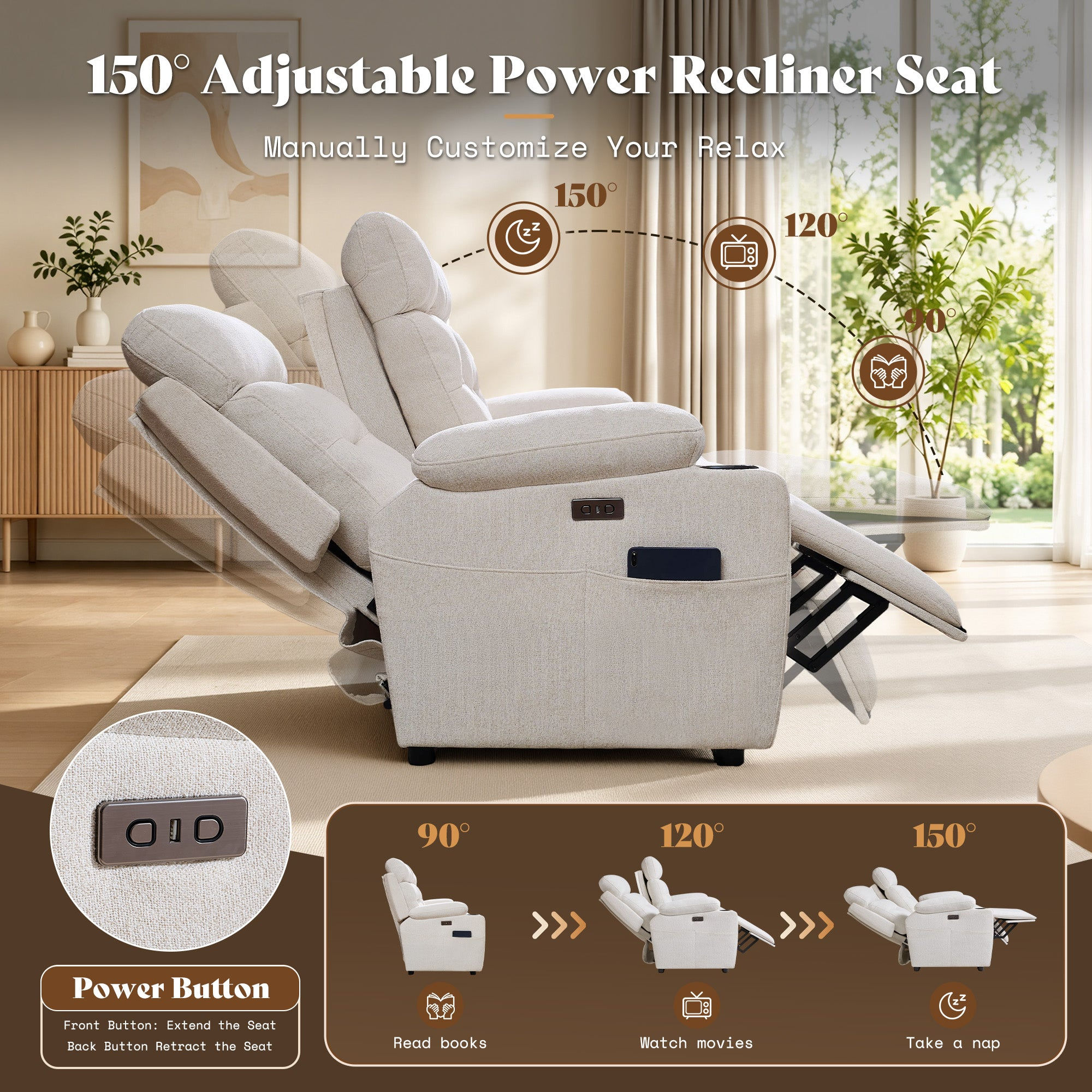 Power Reclining 3-Seater Sofa with Flip Console - product image 6