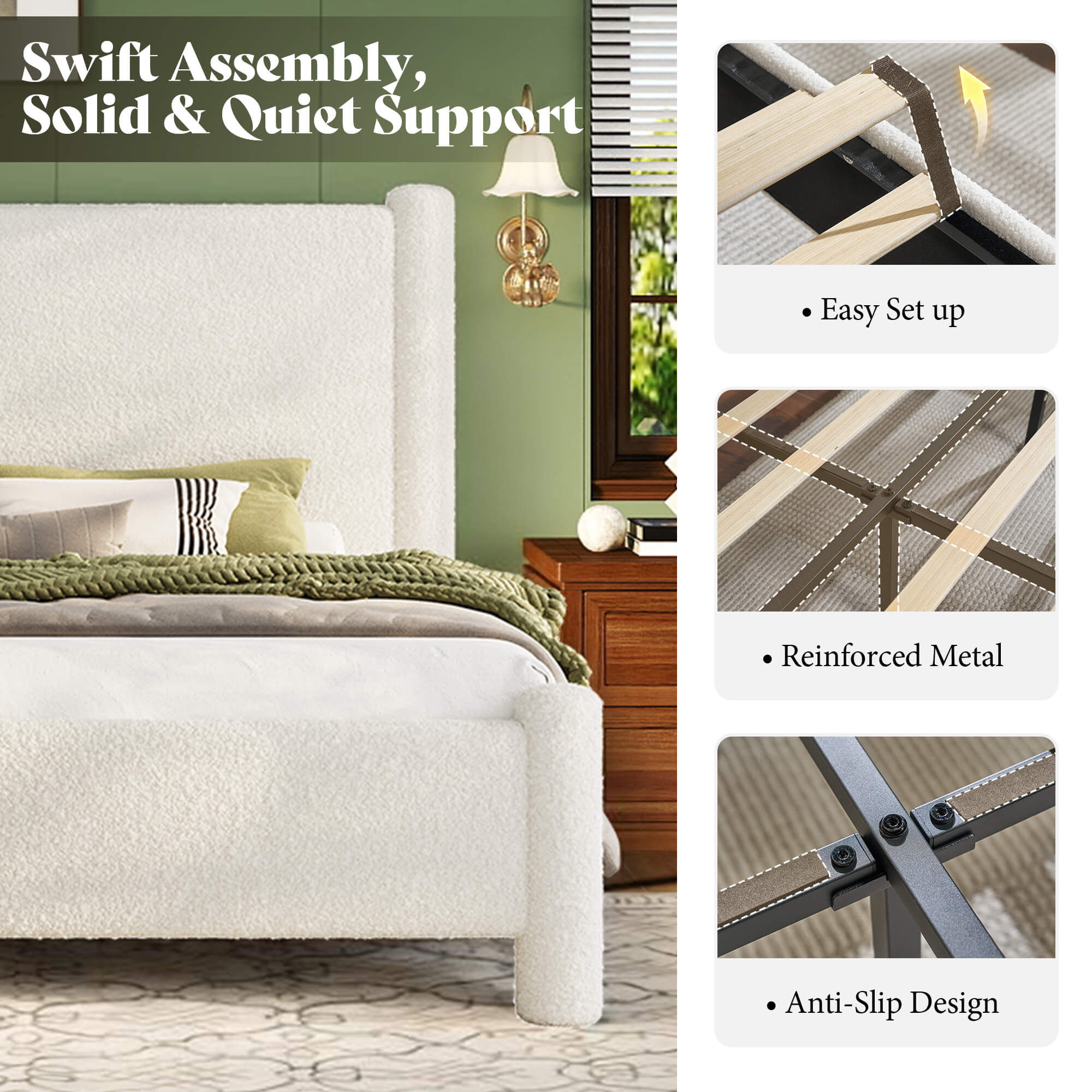 Clouds Boucle Upholstered Bed Frame - product view 7