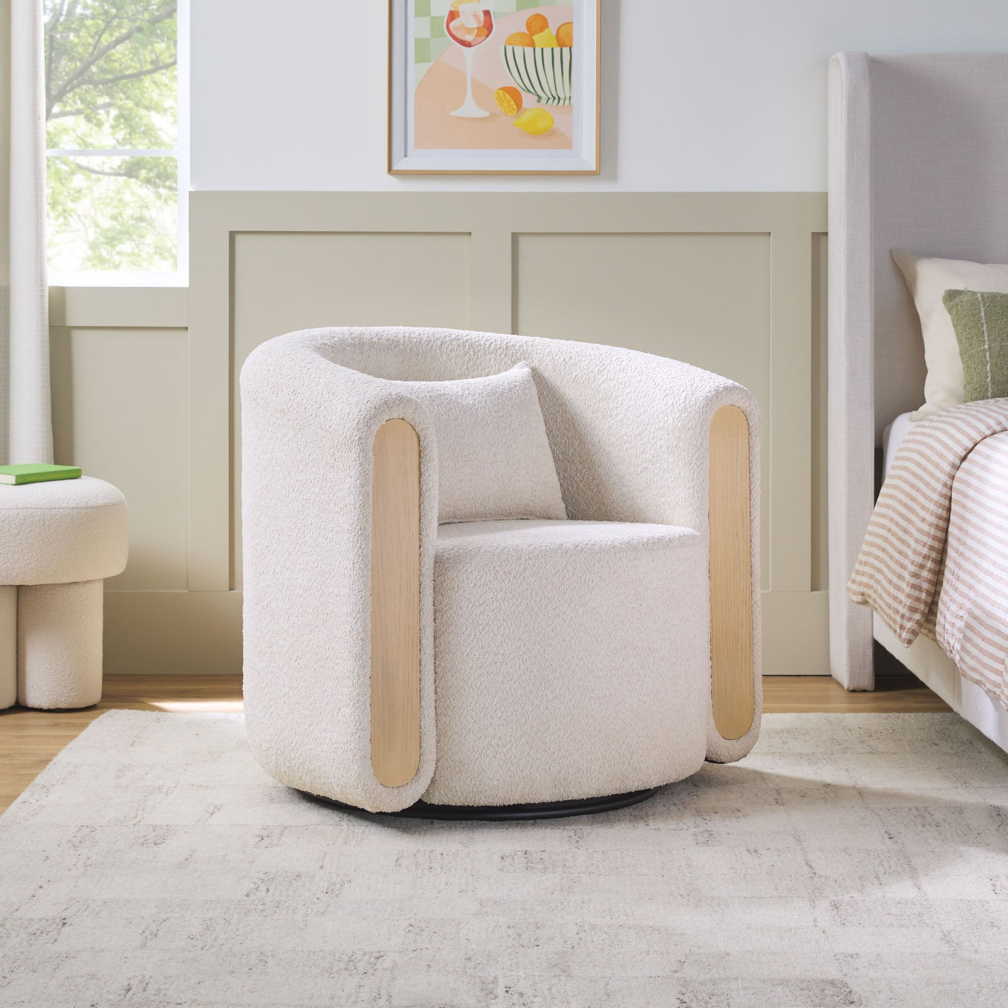 Chantelle Modern Boucle Upholstered Fully Assembled Swivel Barrel Accent Chair - product image 1