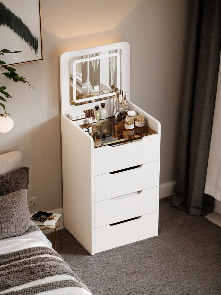 White 3 in 1 Vanity Desk Set with Flip Top Mirror & Storage - view 3