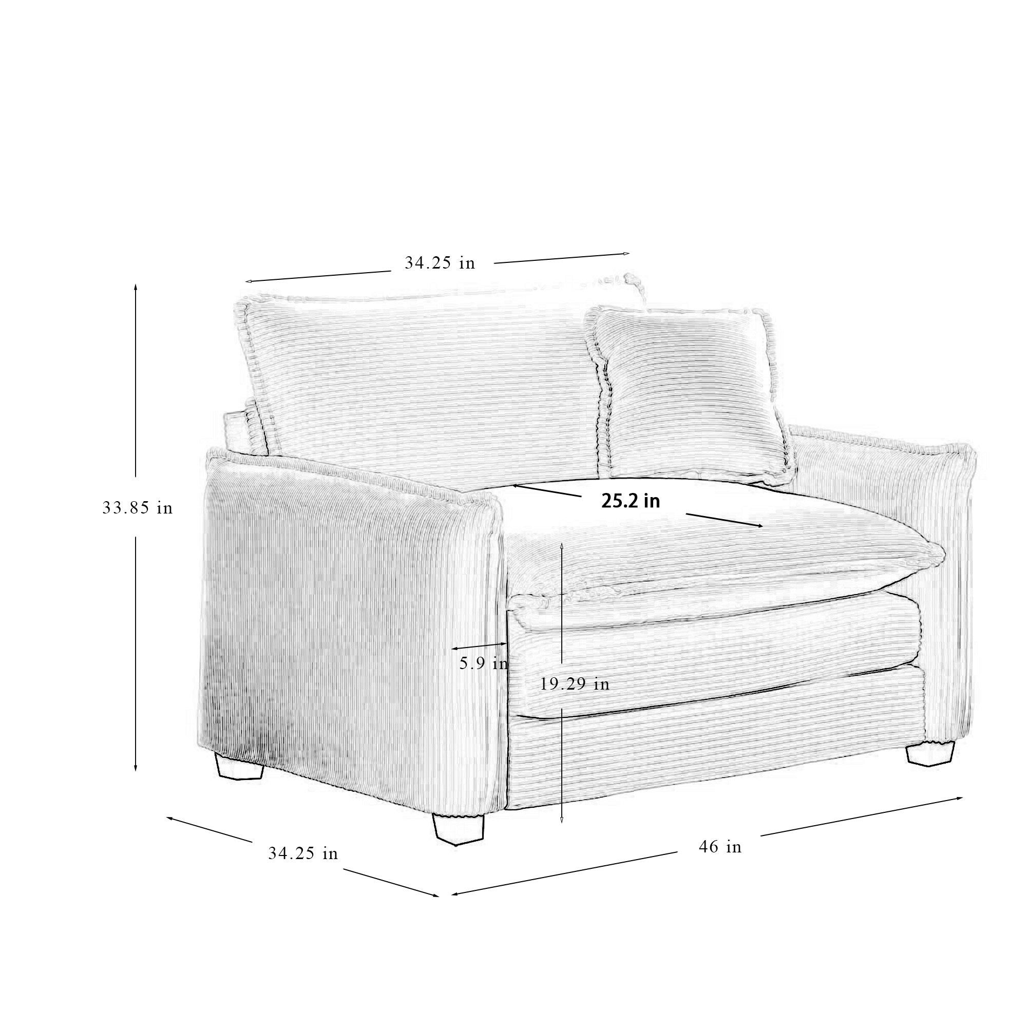Corduroy Cloud Deep Seated Accent Sofa Chairs - product image 4