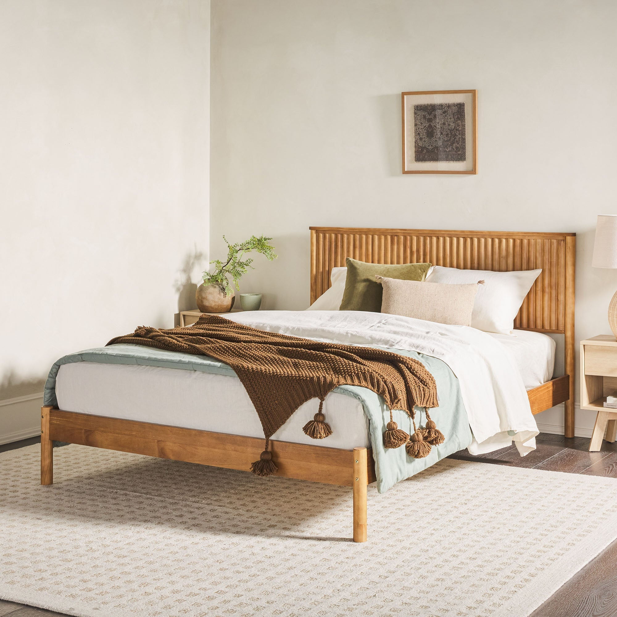 Paris Contemporary Reeded Headboard Solid Wood Bed - supplier gallery image 5