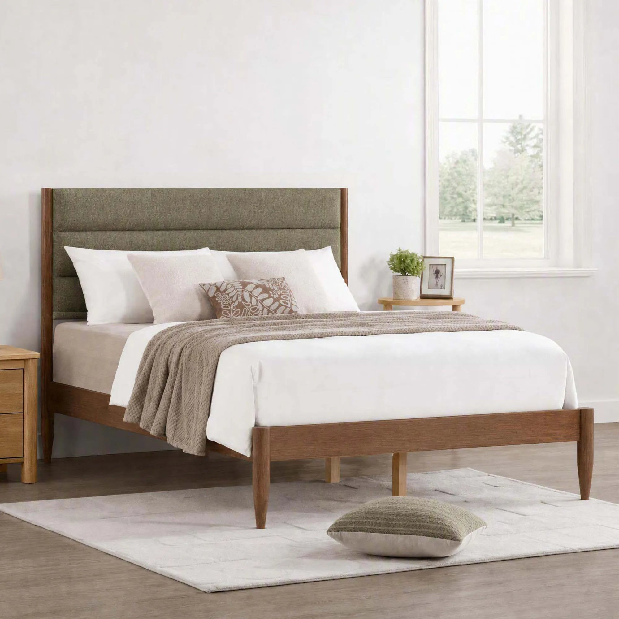 Solace Solid Wood Boucle Upholstered Bed - product image 4