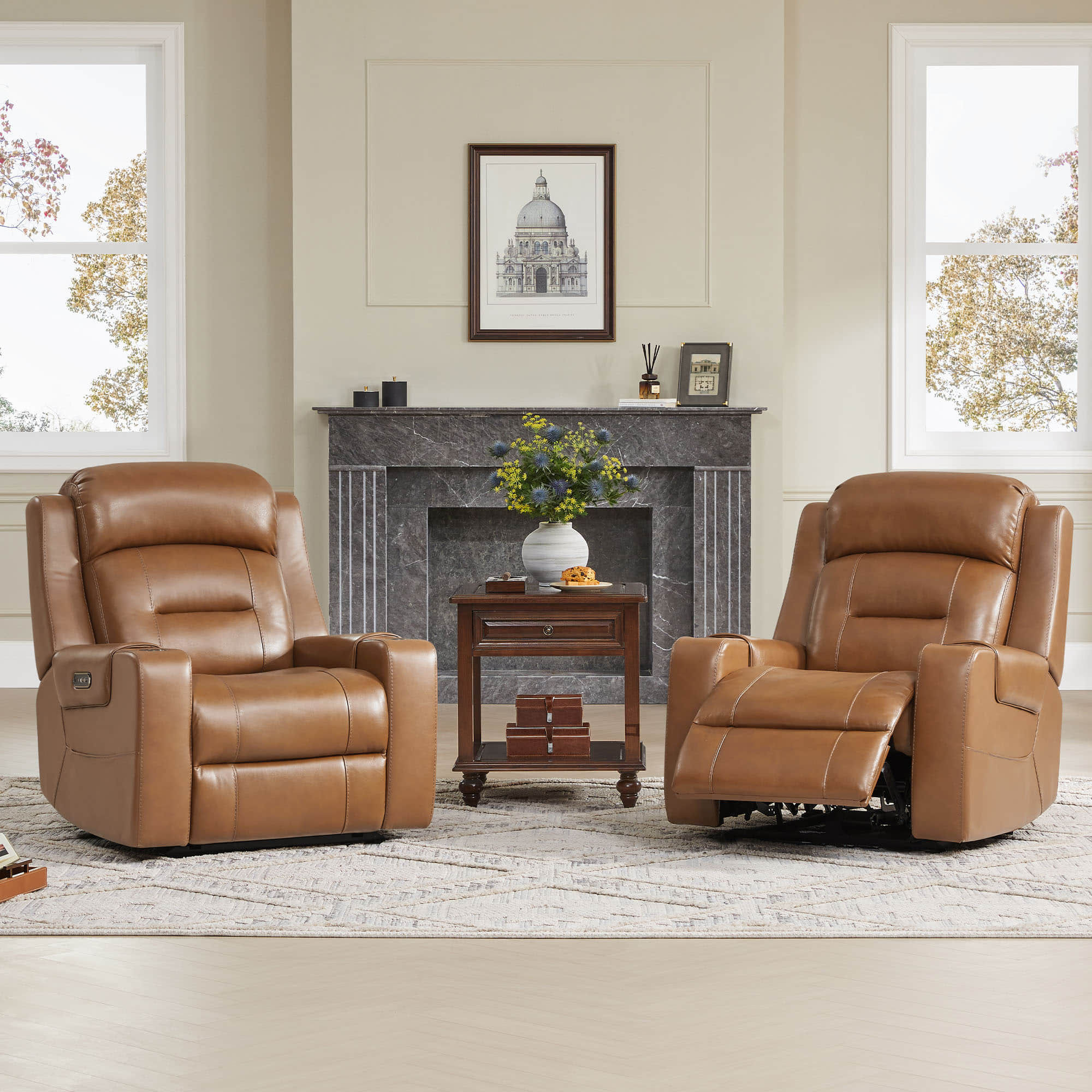 Garrison Genuine Leather Power Lay Flat Recliner with Power Headrest - product image 6