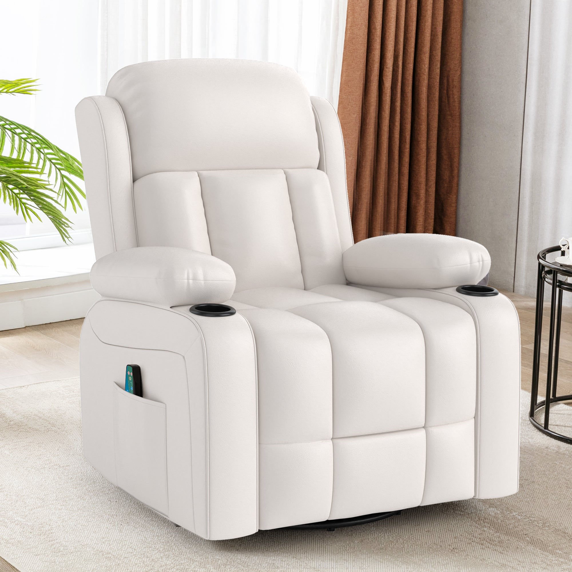 HOMREST Oversize Manual Swivel Massage Recliner Chair With Heat And Vi 283 - product image 1