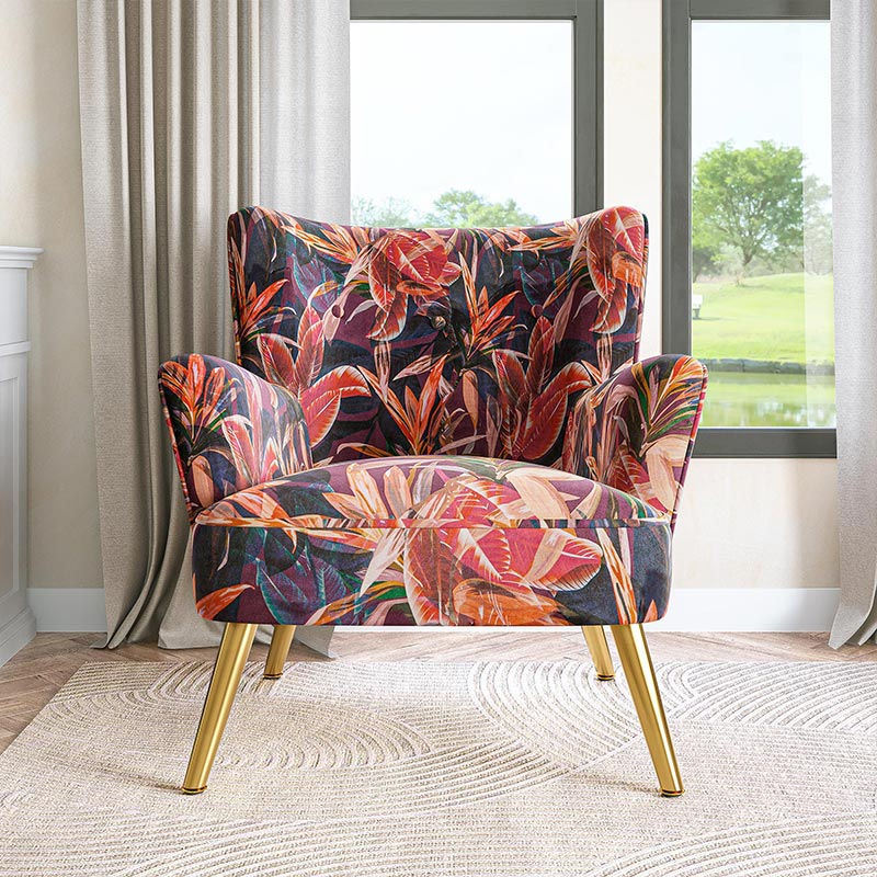 Holland Red Floral Velvet Accent Chair - product image 1