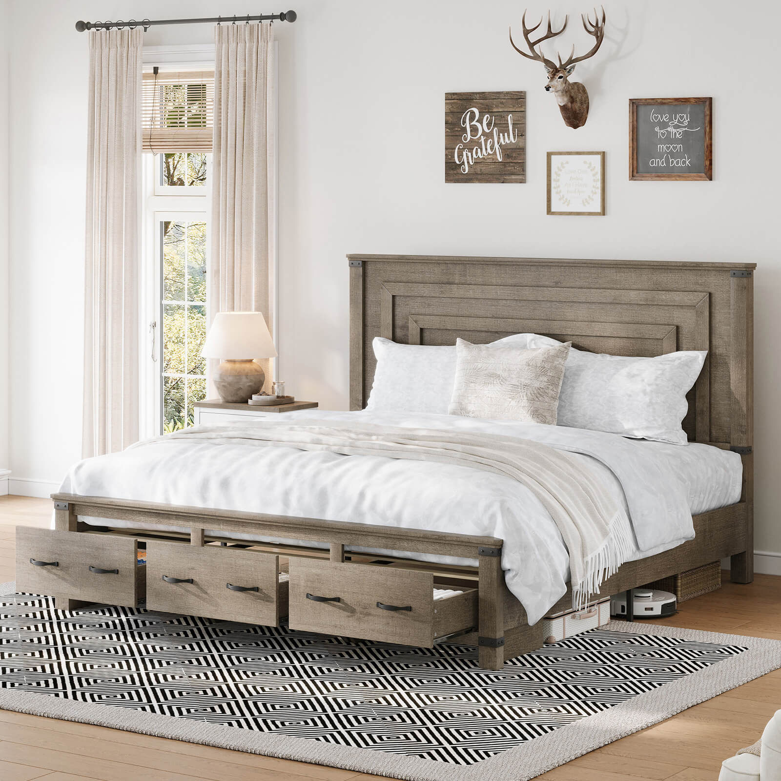 Quin Bed Frame Farmhouse Storage Bed - product view 8