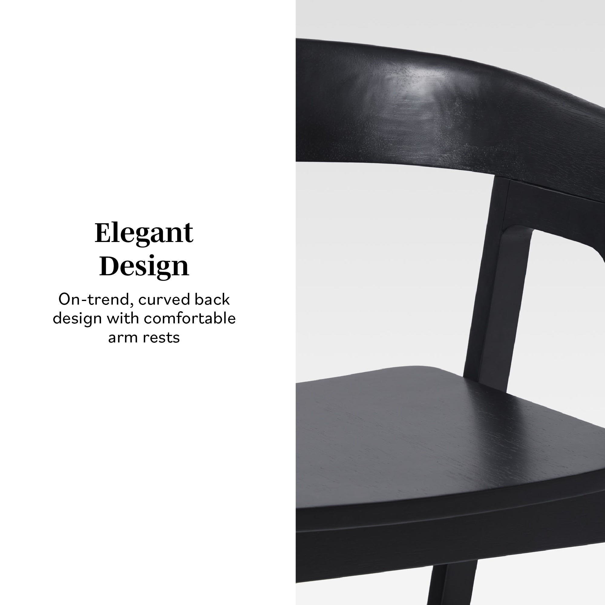 Ezra Modern Solid Wood Rounded Back Dining Chair (Set of 2) - supplier gallery image 4
