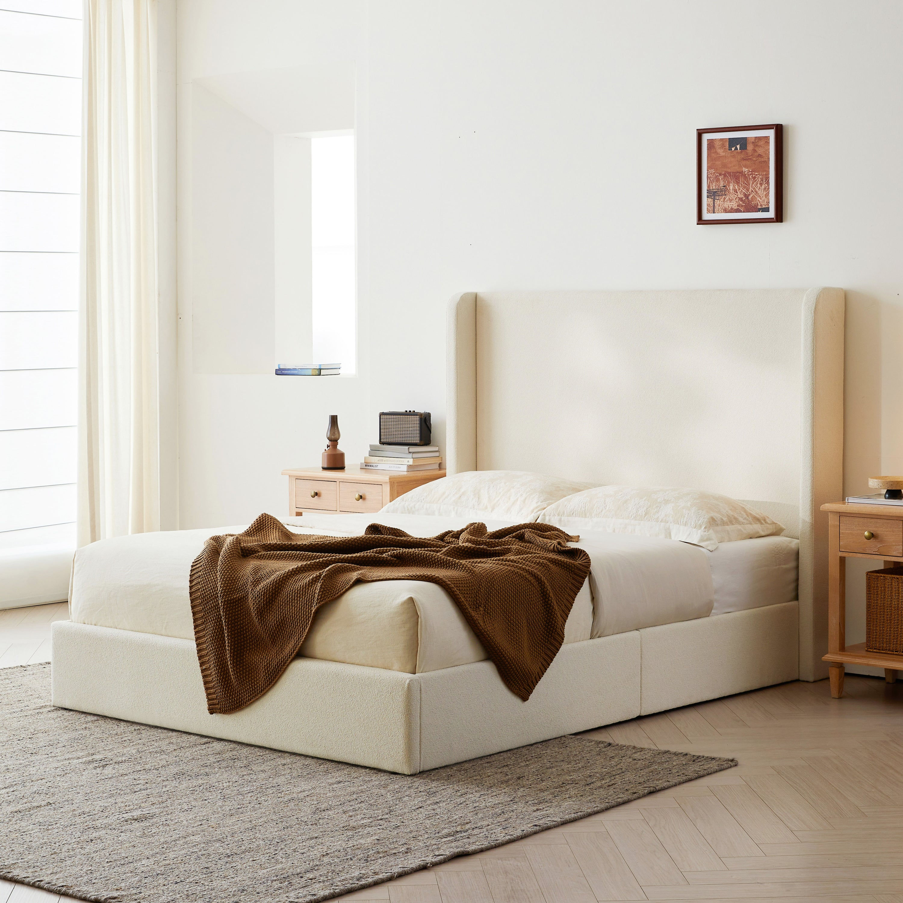 Carmen 52.3-inch Upholstered Wingback King Bedframe - product image 2