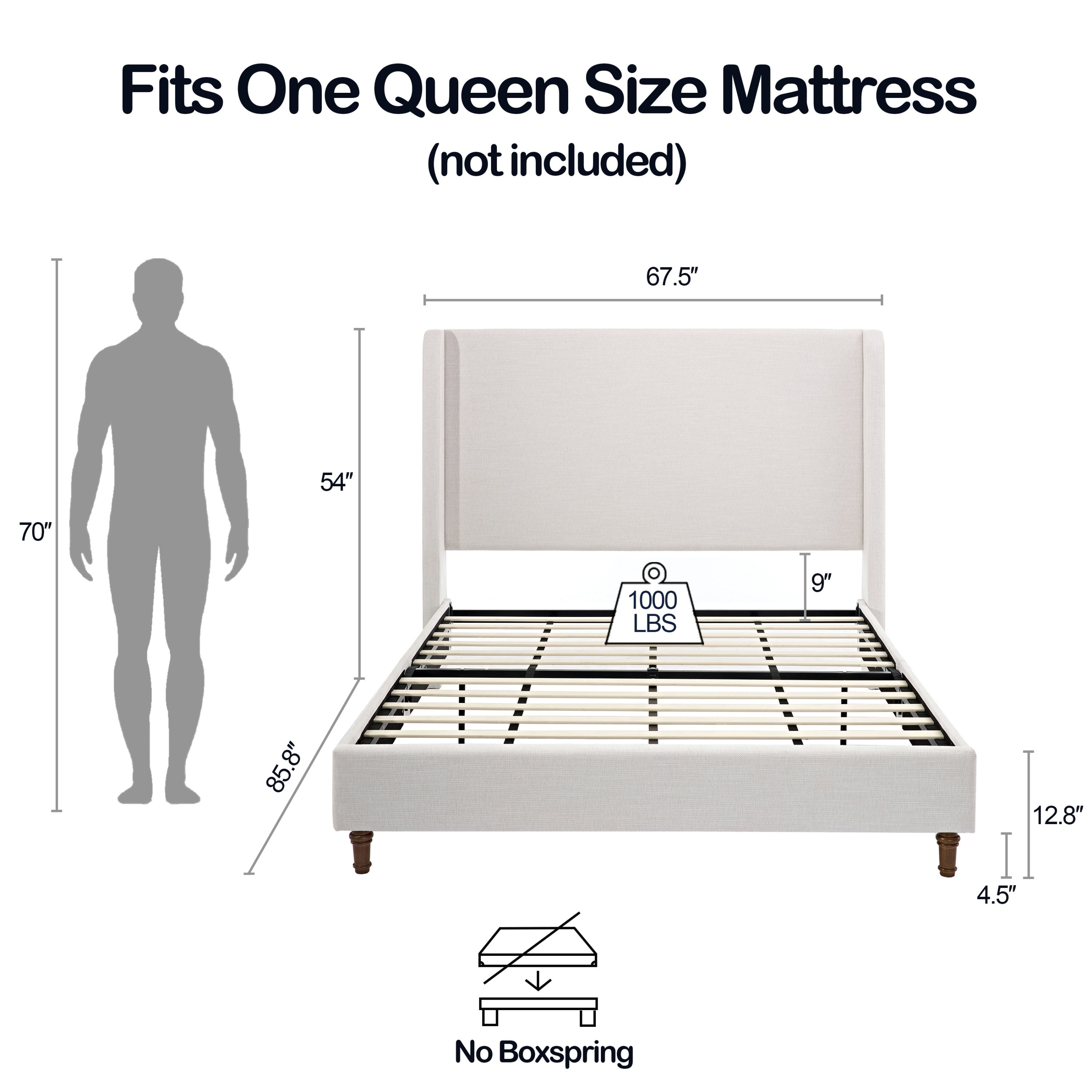 Harper Tall 54" Headboard Upholstered Queen Bed - product image 3