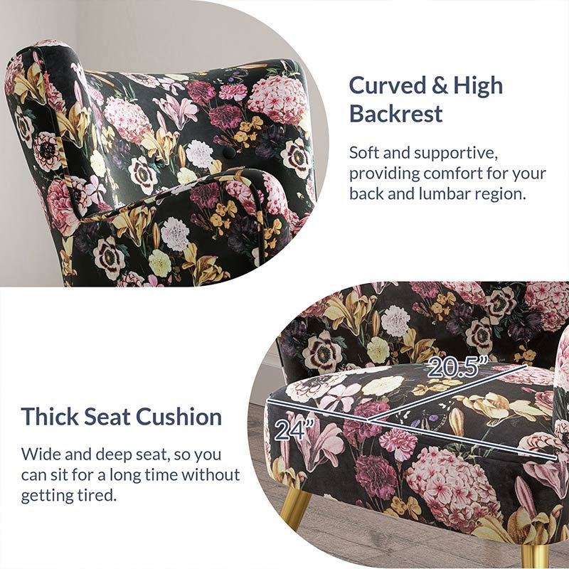 Holland Red Floral Velvet Accent Chair - product image 4