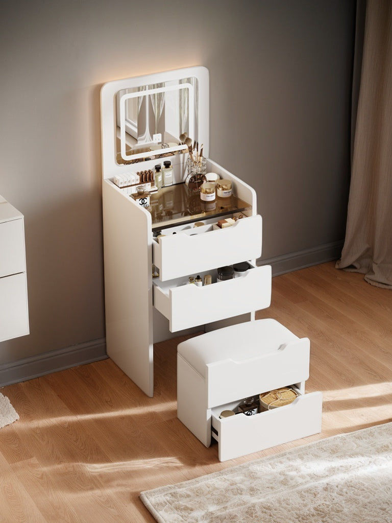White 3 in 1 Vanity Desk Set with Flip Top Mirror & Storage - view 1