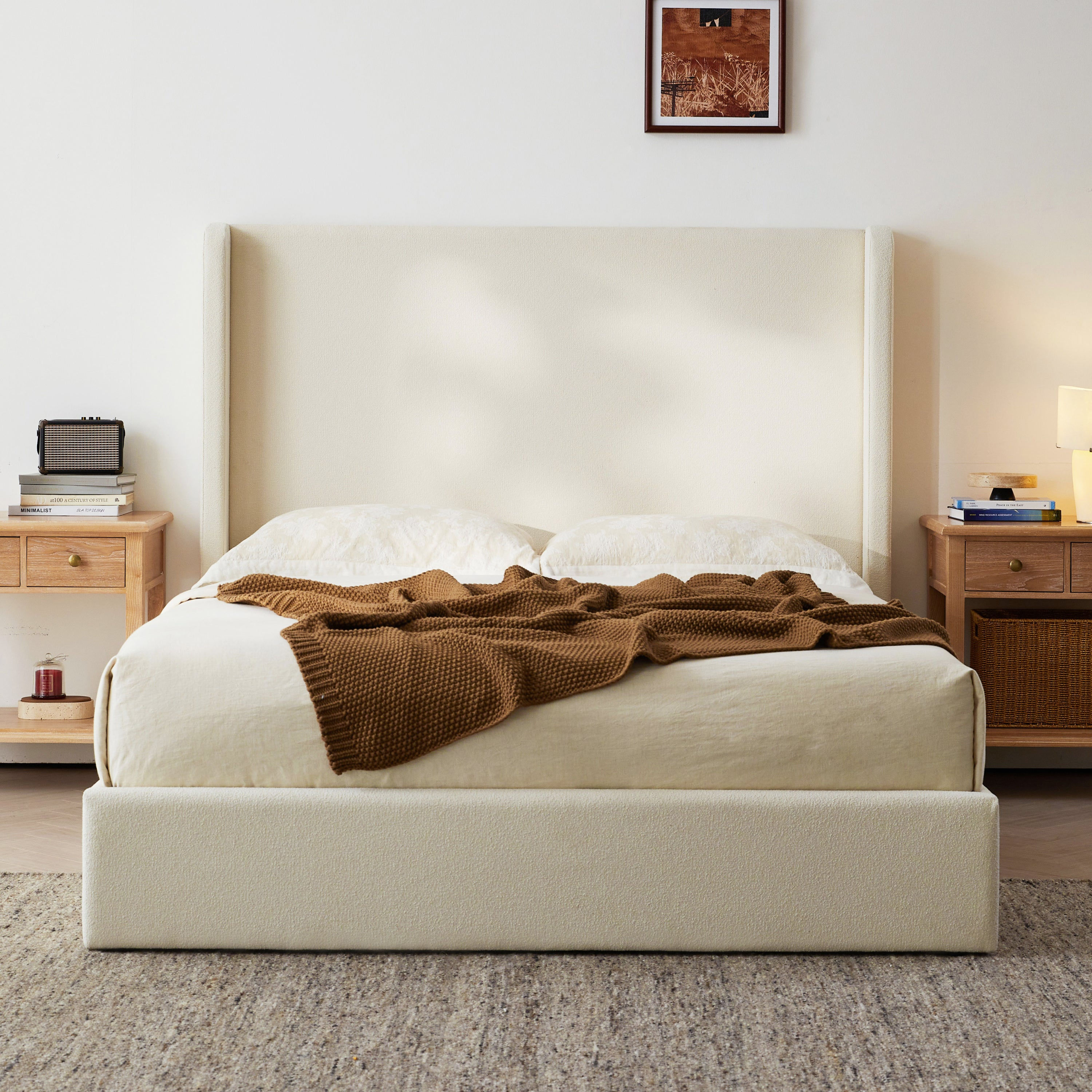 Carmen 52.3-inch Upholstered Wingback King Bedframe - product image 1