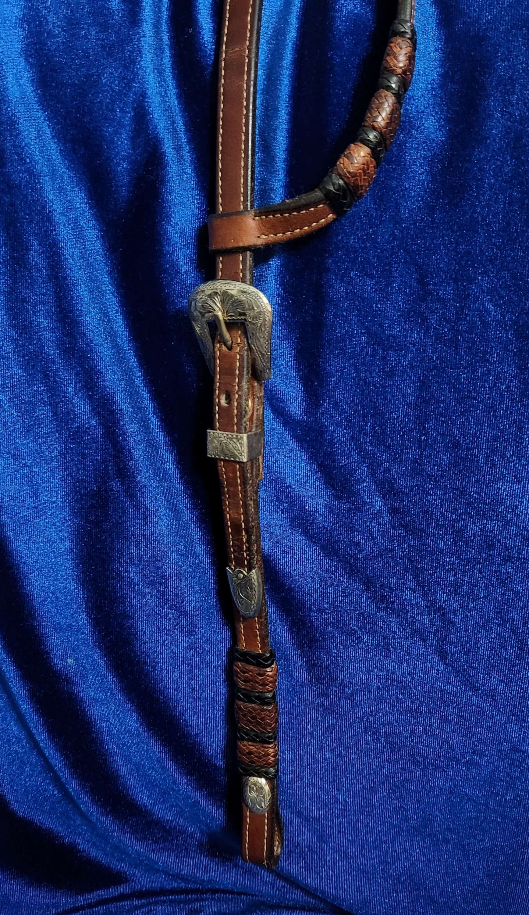 Kangaroo-Braided Hought Headstall with Kustom Kraft Sterling Silver