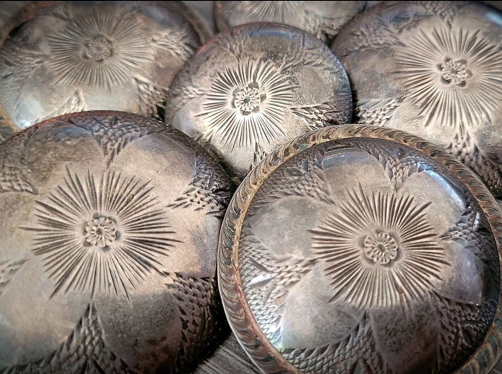 Thumbnail: 2" Boyd Silver Flat-Edged Headstall Rosettes