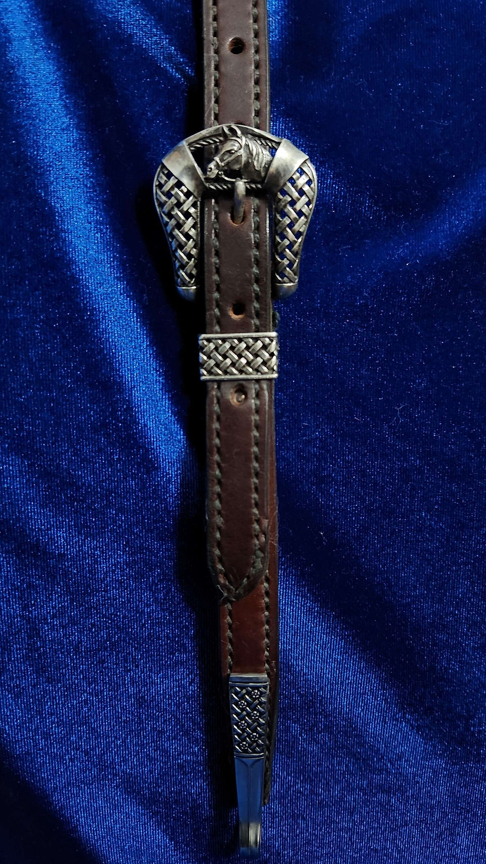 Thumbnail: Lattice Split Ear Headstall with Sterling and Spoon Hangers