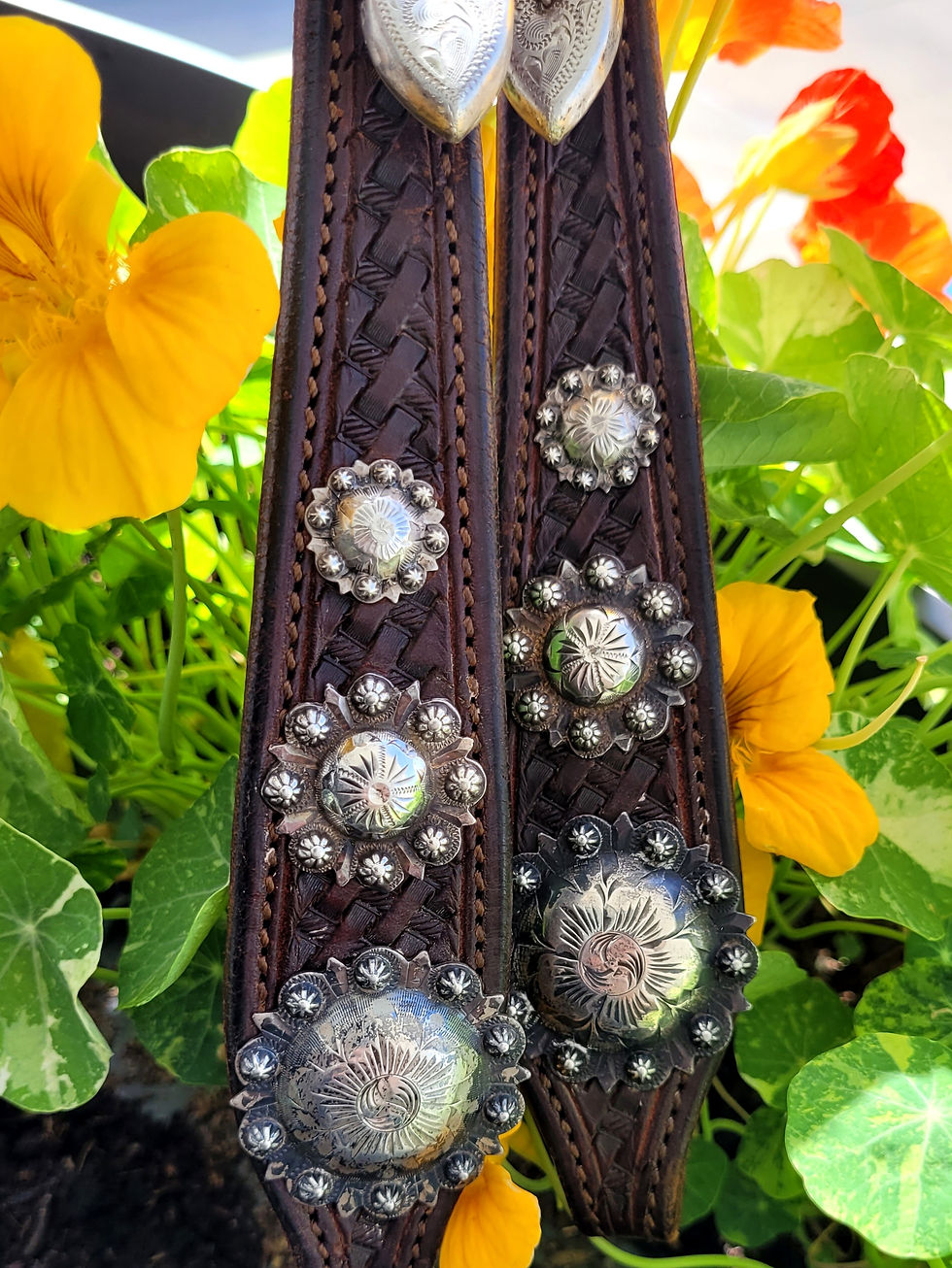 Thumbnail: Vogt Sterling Silver Tooled & Tapered Headstall