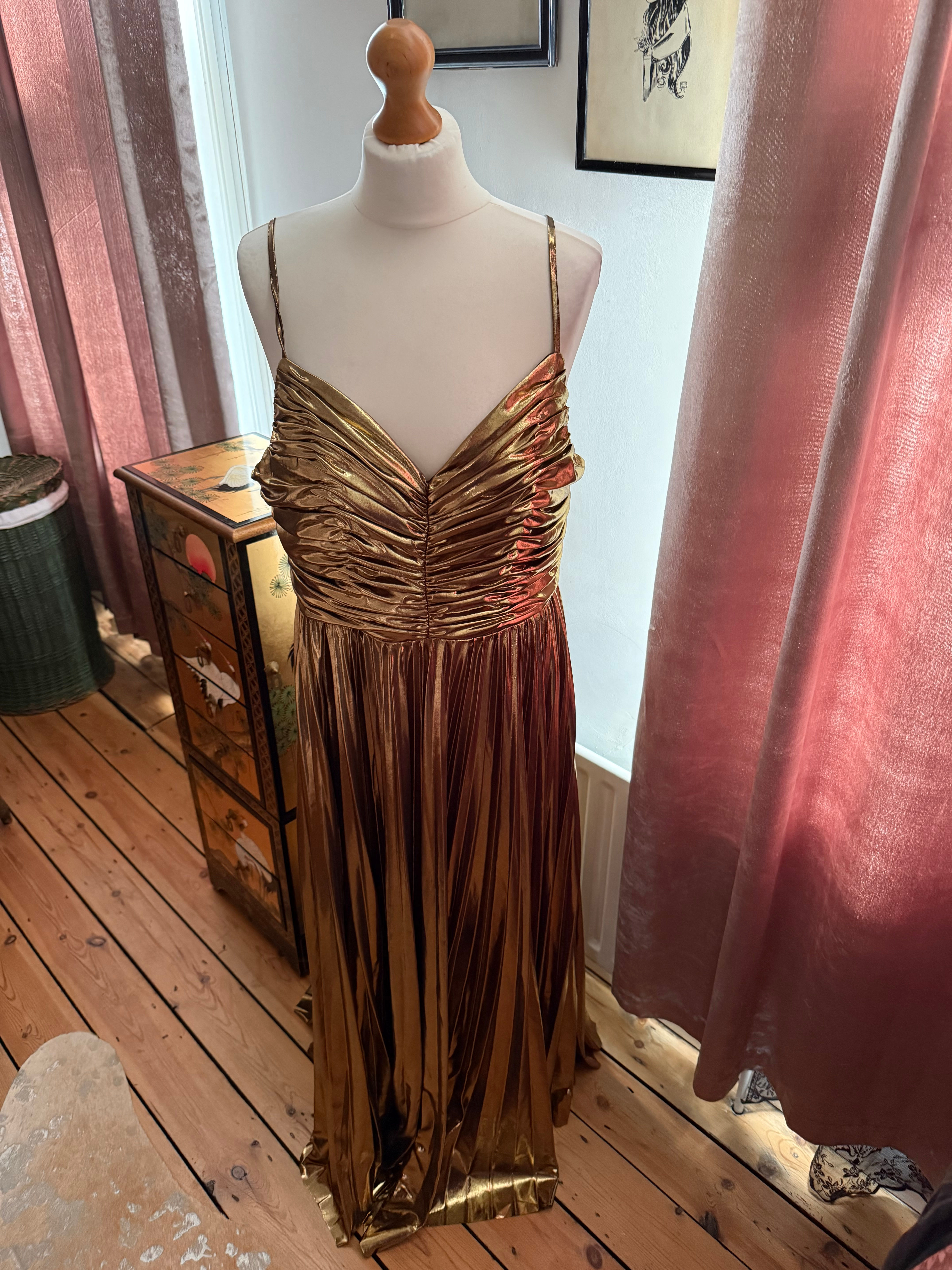 Liquid Gold Goddess Dress Size 16