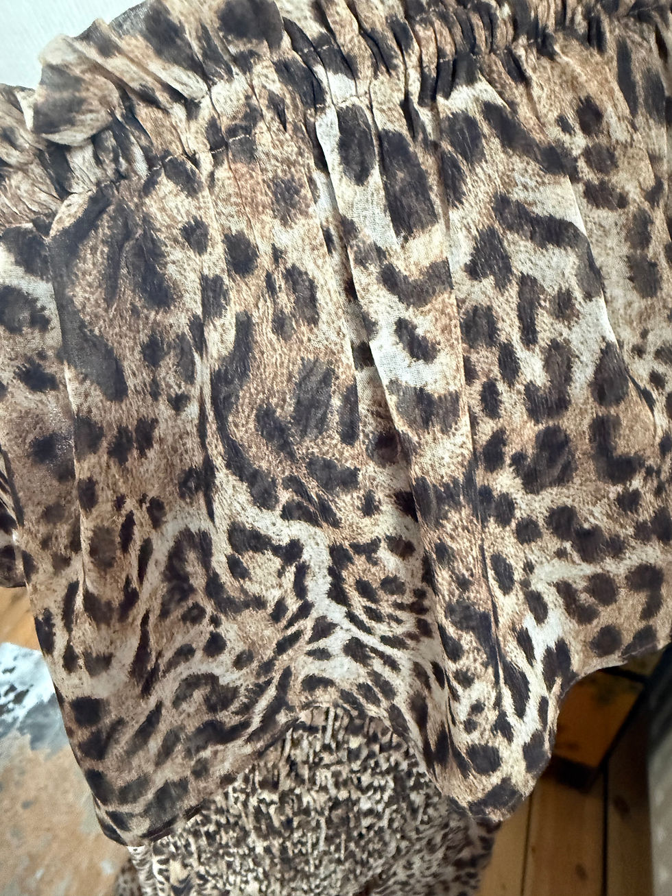 Thumbnail: Ruffle Bandeau Leopard Print Dress size S