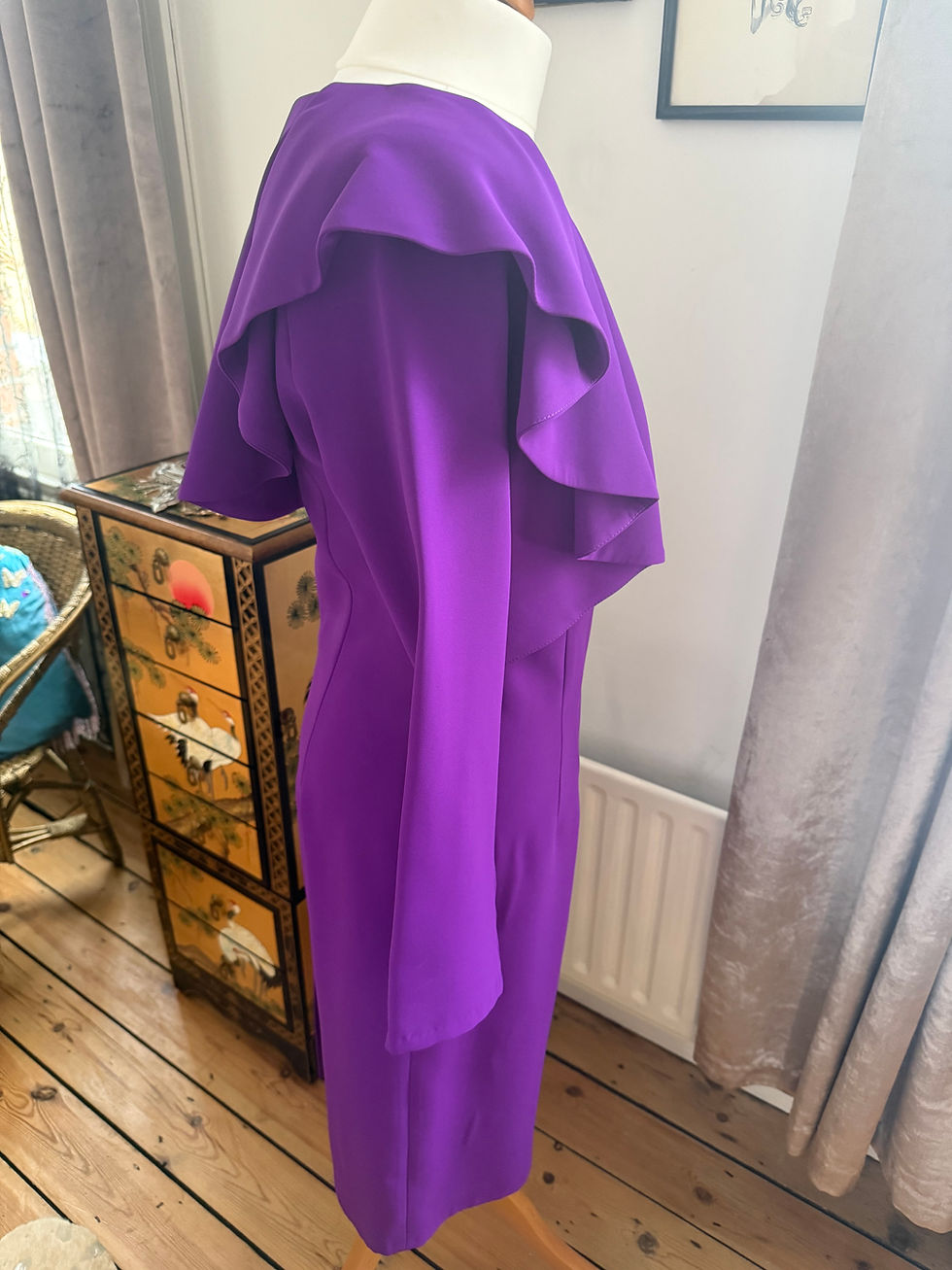 Thumbnail: Vivid Purple Ruffle Trim Dress size 10