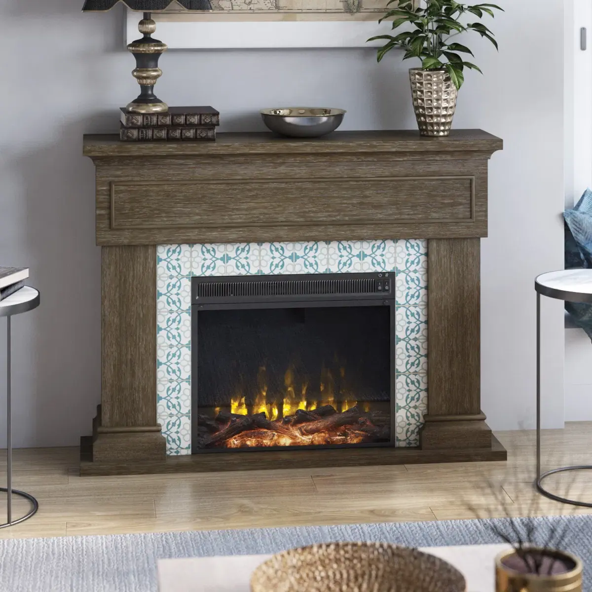 Griffis 47.38'' W Electric Fireplace & Mantel Package with 4600 BTU