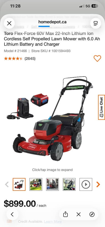 Thumbnail: Toro Flex-Force 60V Max 22-Inch Lithium Ion Cordless Self Propelled Lawn Mower 