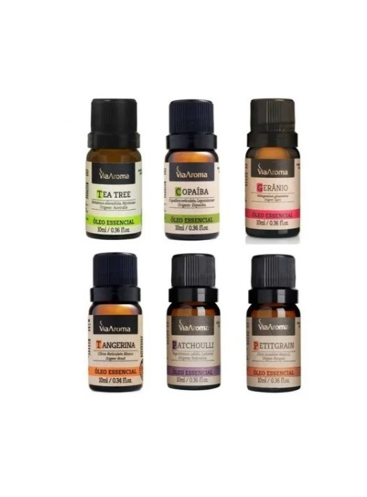 Kit 6 Oleos essencias 10ml  + difusor varetas 100ml